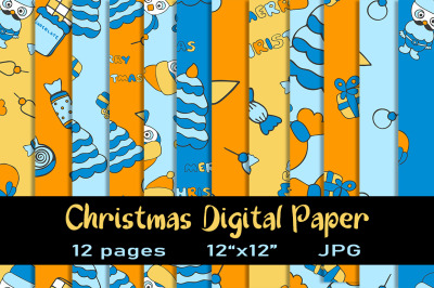 12 Christmas Digital Paper Pack