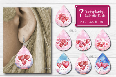 Teardrop Sublimation earring bundle Heart Balloon Sublimation design V