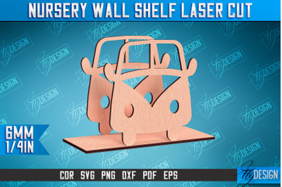 Nursery Wall Shelf Laser Cut | Car Design | CNC Files