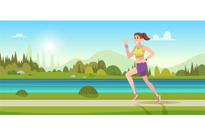 Runners background. Active people sportsmen running exact vector carto