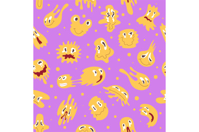 Emoticon pattern. Different liquid smiles with different emotions exac