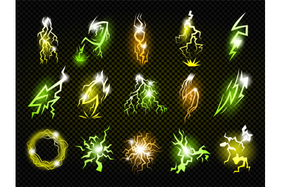 Lighting effects. Glowing electricity lighting recent vector cartoon e