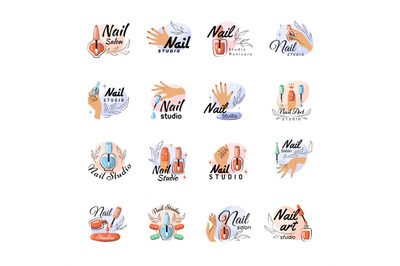 Manicure studio. Stylized simple logo for beauty woman recent vector n