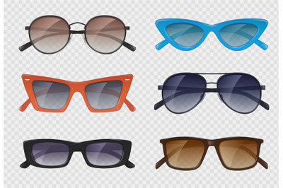 Modern sunglasses. Realistic template of stylish protection for eyes d