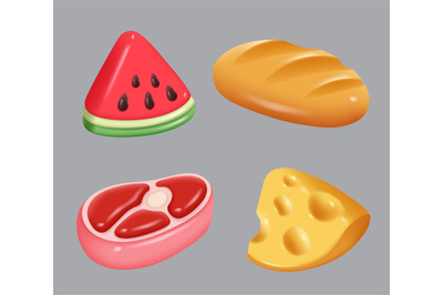 Food. Plasticine grocery products stylized illustrations natural food