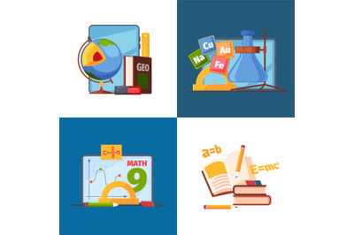 Education icon. school or university items for students. Vector chemis