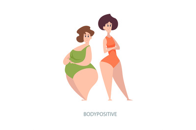 Fat woman. body positive female characters. vector fat female persons