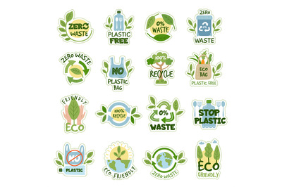 Ecology zero waste plastic free templates recent vector trendy symbols