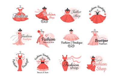 Tailor labels. Symbols or logos for fashion boutique recent vector tai