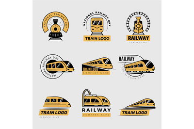 Train logo. Railway transport symbols collection recent vector stylize