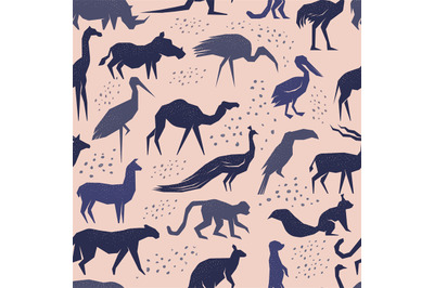 Animals pattern. Collection of different animals for textile design pr