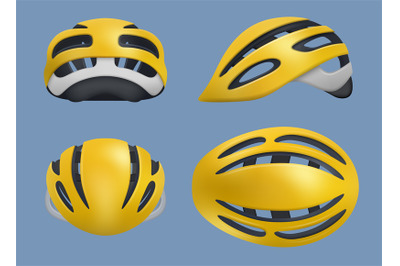 Bike helmet. Realistic sport head protection for bikers and extreme ri