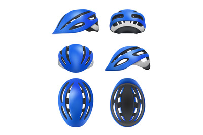 Bike helmet. Riders head protection items decent vector extreme sports