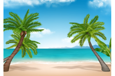 Beach background. Exotic relax place on the tropical beach decent vect
