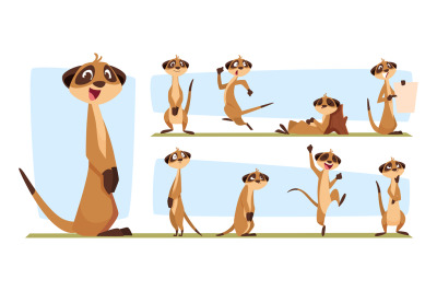 Meerkats. Wild animals standing african meerkats exact vector cartoon