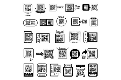 Qr code. Identity scanning smart grid app connection qr items recent v