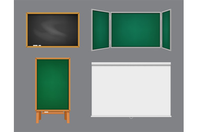 School boards. Empty template office white boards easels decent vector