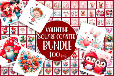 Valentine Square coaster Sublimation Bundle Love design png