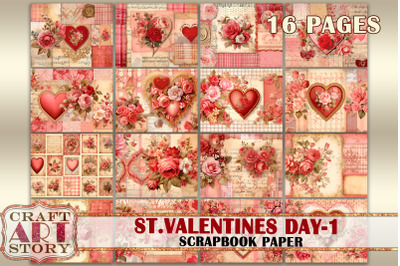 St. Valentines Day-1 Background, scrapbook paper Pack