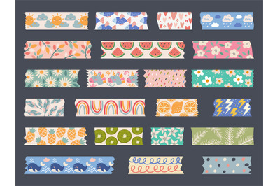 Colored tapes. Decorative washi tapes collection recent vector scotch