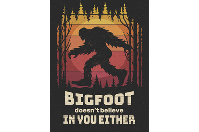 Bigfoot poster. Print design projects bigfoot placard recent vector ad