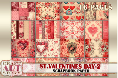 St. Valentines Day-2 Background, scrapbook paper Pack