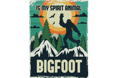 Bigfoot. Print design template with picture of bigfoot recent vector p