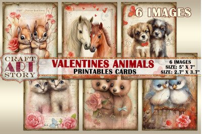 Valentines Digital picture collage animals Valentine cards