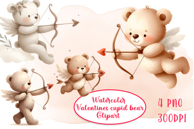 Funny bear Cupids sublimation clipart. Amur babies