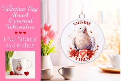 Valentines Day Round Ornament Sublimation PNG