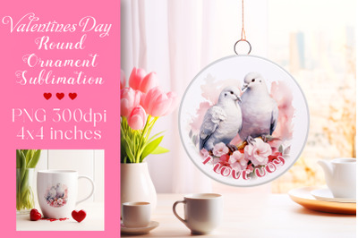 Valentines Day Round Ornament Sublimation PNG