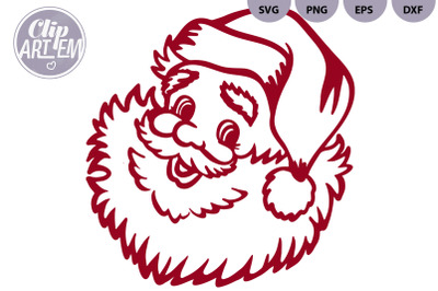 Cute Santa&#039;s Face SVG, PNG, EPS, DXF Christmas Digital Decor Files