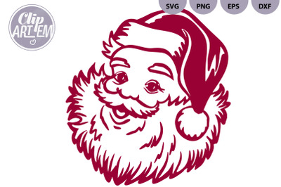 Santa&#039;s Smiling Face Transfer SVG, PNG, EPS, DXF Christmas Files
