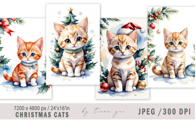 Christmas winter cat illustrations for posters- 4 Jpeg