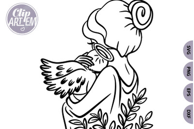 Mommy Holding Baby Angel SVG PNG EPS DXF Digital Baby Memorial Files