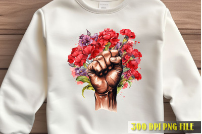 Power Fist Amidst Roses Design