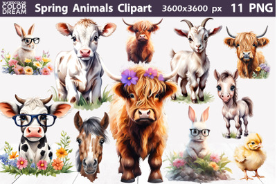 Spring Animals Clipart | Farm Animals Sublimation