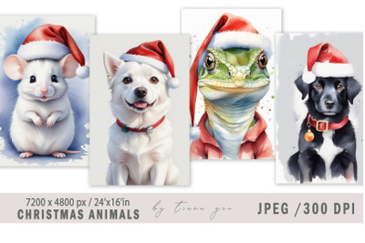 Christmas dog and mouse illustrations for posters- 4 Jpeg