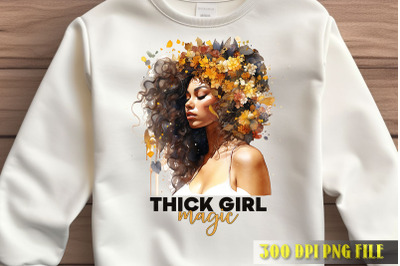 Thick Girl Floral Empowerment PNG