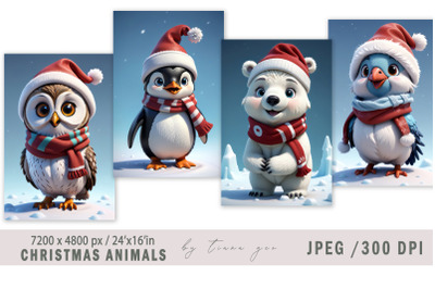 Christmas animal illustrations for posters- 4 Jpeg