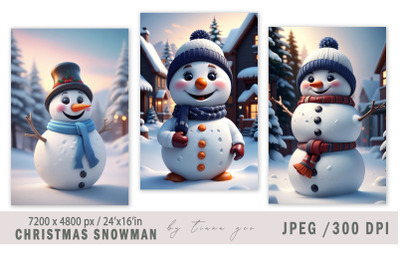 Christmas snowman illustrations for posters- 3 Jpeg