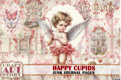 Happy Cupids Valentines Junk Journal Kit printable,scrapbook