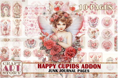 Happy Cupids Valentines Junk Journal Kit ADDON,scrapbook