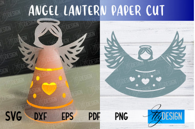 Angel Lantern SVG | Paper Cut SVG | Christmas Design | SVG File