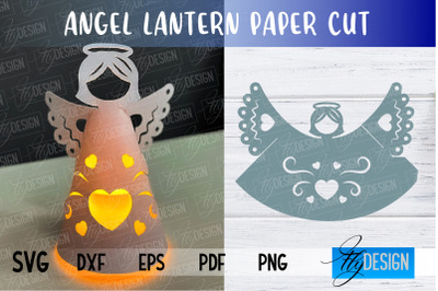 Angel Lantern SVG | Paper Cut SVG | Christmas Design | SVG File