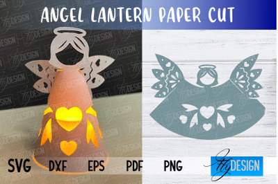 Angel Lantern SVG | Paper Cut SVG | Christmas Design | SVG File