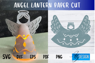 Angel Lantern SVG | Paper Cut SVG | Christmas Design | SVG File