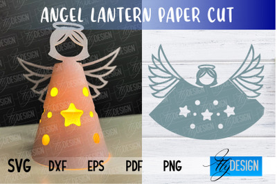 Angel Lantern SVG | Paper Cut SVG | Christmas Design | SVG File