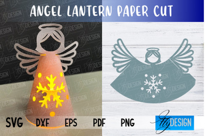 Angel Lantern SVG | Paper Cut SVG | Christmas Design | SVG File