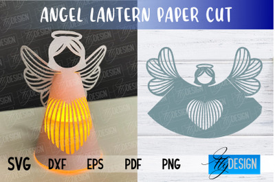 Angel Lantern SVG | Paper Cut SVG | Christmas Design | SVG File